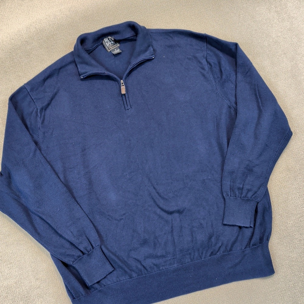 Jos. A. Bank Sweater Men 2X Navy Blue Pima Cotton Signature Quarter Zip Pullover